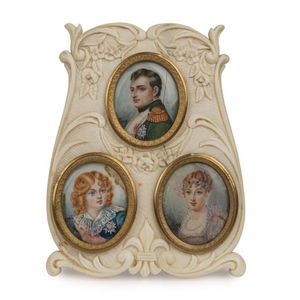 Napoleon Bonaparte and family miniature portrait triptych in…