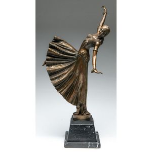 Art Deco Dancing Lady Sculpture on Marble Plinth - Figures/Groups ...