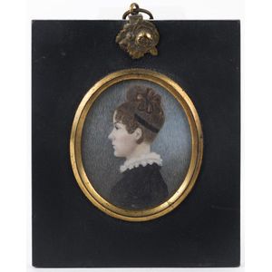 A Regency period miniature profile portrait of a lady,…