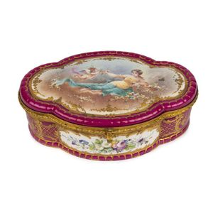 Sevres French porcelain jewellery casket with ormolu mounts and…