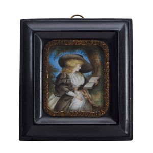 A small Georgian hand painted miniature portrait, circa 1800,…
