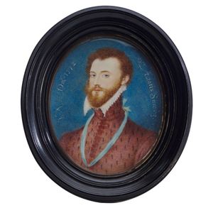 A hand painted miniature portrait of the first Earl of Devon,…