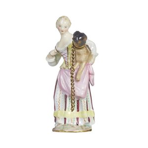 A Meissen porcelain perfume bottle and stopper, modelled in the…