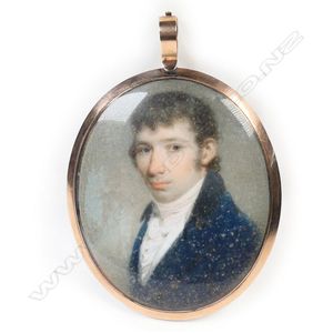 A 19th century 9ct gold framed painted portrait miniature of a…