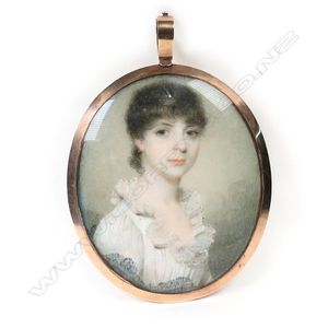 A 19th century 9ct gold framed painted portrait miniature of a…