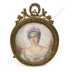 Handpainted antique miniature ~ Wallhanging Antique Home décor ~ Collectable. MINIATURE Portrait painting Circa 1900s Signed by the Artist