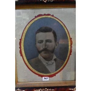 Antique framed portrait, over painted gelatin photograph,…