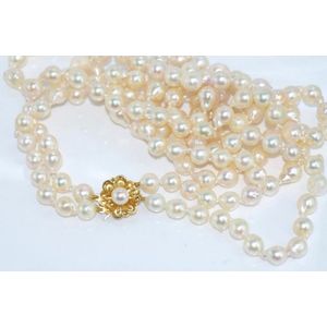 Double Strand Baroque Pearl Necklace with Gold Clasp - Necklace/Chain ...