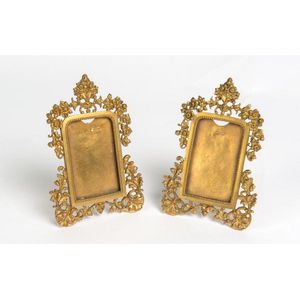 A pair of French gilt metal picture frames, circa 1880, 16 x 10…