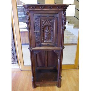Eighteenth Century oak communion chest, with ornately carved…