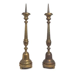 A pair of brass ecclesiastical torcheres, French, 19th century,…