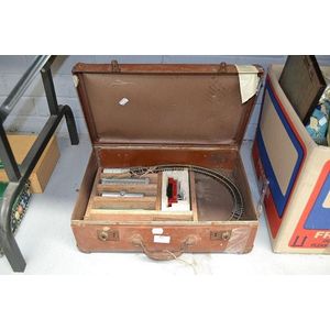 Part train set in suitcase