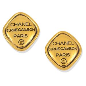 Chanel Enamel Lozenge Earrings with Parisian Charm - Earrings - Jewellery