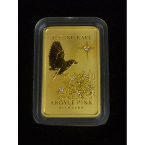 1oz 24 carat pure gold Ingot, with 0.11ct Argyle pink diamond…
