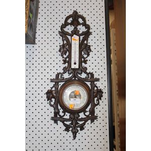 Antique French carved Black Forest barometer and thermometer,…