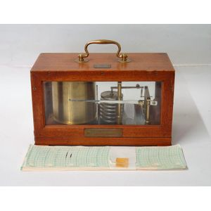 A mid-20th century German military barograph, in mahogany case…