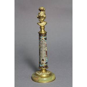 Antique French Grand Tour enamelled thermometer, with bronze…