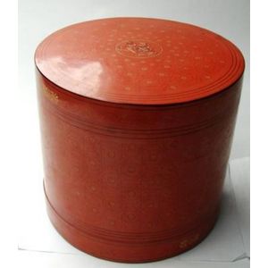 A large Burmese lacquered betel nut box, circa 1920s, painted…