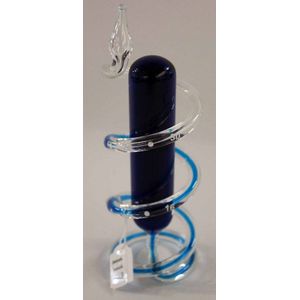 A modern design glass thermometer, in swirl form. Height 18 cm.