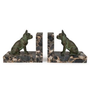 A pair of French Art Deco bronze and marble dog bookends, circa…