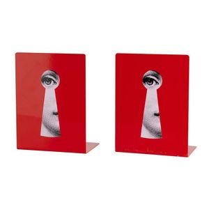 Piero Fornasetti pair of Serratura bookends; red powder coated…