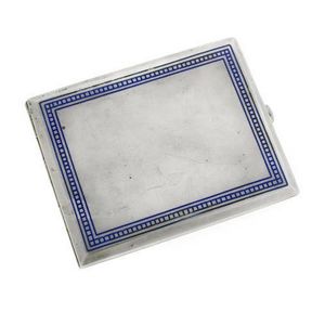 A Continental silver cigarette case, border inlaid with blue…