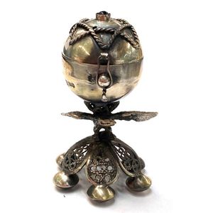 A silver metal Balsamide, flying eagle & onyx detail with…