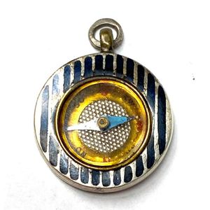 A silver metal, niello pendant compass with unverified Russian…