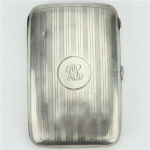 English hallmarked sterling silver George V cigar case having…