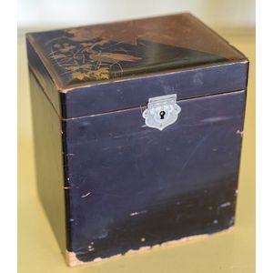 An early 20th century black lacquer Chinoiserie decorated tea…