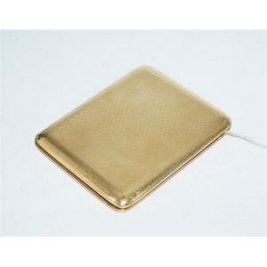 A superb gold cigarette case, machine turned detail; Adie…