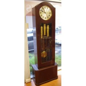 Art deco German long case clock, with 3 train movement, 186 cm…