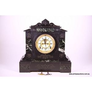 Ansonia Black Marble Mantle Clock - Clocks - Marble & Slate - Horology ...