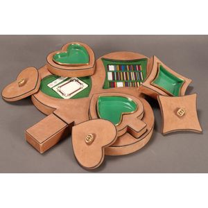 Large Gucci leather and porcelain gaming set, in the form of a…