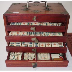 Vintage Bone and bamboo Mahjong or mah-jongg playing tiles in box. Tote  Bag for Sale by Umdash919