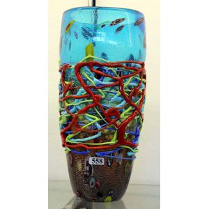 A large Murano Art Glass vase, blue tint with aventurine…