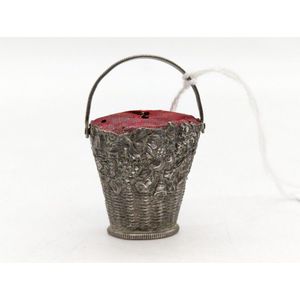 Edwardian basket pin cushion, bouquet of flowers in a basket…