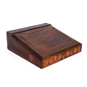 An antique Colonial writing slope box, blackwood, huon pine,…