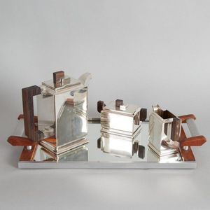A silverplate Art Deco coffee set, impressed maker's mark to…