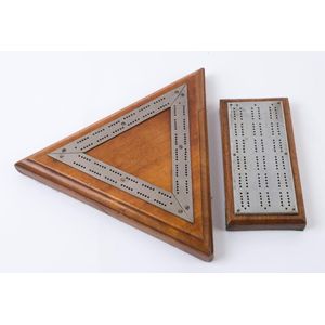 Two cribbage boards, Queensland maple and blackwood with nickel…