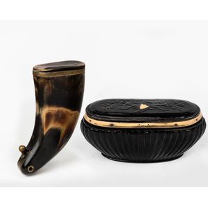 Two horn snuff mulls, English, 18th/19th century, comprising a…