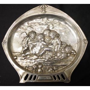 Art Nouveau WMF silver plate calling card tray relief decorated…