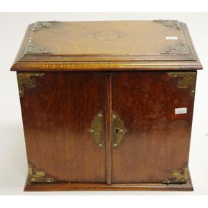 Vintage wood cased Smoker's cabinet brass bound wood cabinet,…
