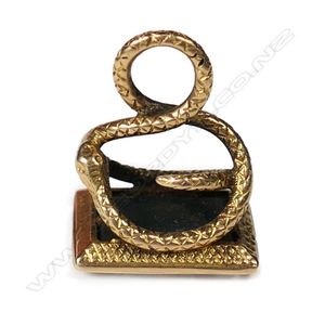 A George III 15ct yellow gold snake entwined fob seal, the&hellip;