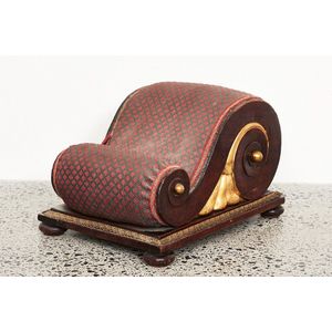 Victorian Antique Mahogany Gout Rocker Footstool, Recent Upholstery
