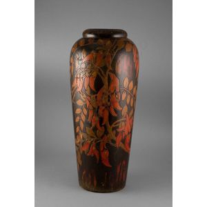 A large and impressive Jane Brenkley vase, ovoid shape, carved…