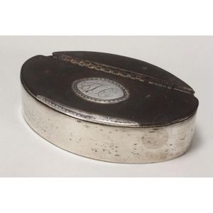 Interesting Georgian silver and leather snuff box, of oval form,…