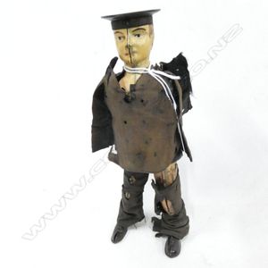 Very old tin plate wind up sailor, not working, clothes in…