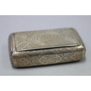 Antique English Georgian sterling silver snuff box, lattice…