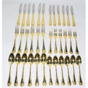 A Versace Rosenthal Medusa thirty six piece cutlery set, six…